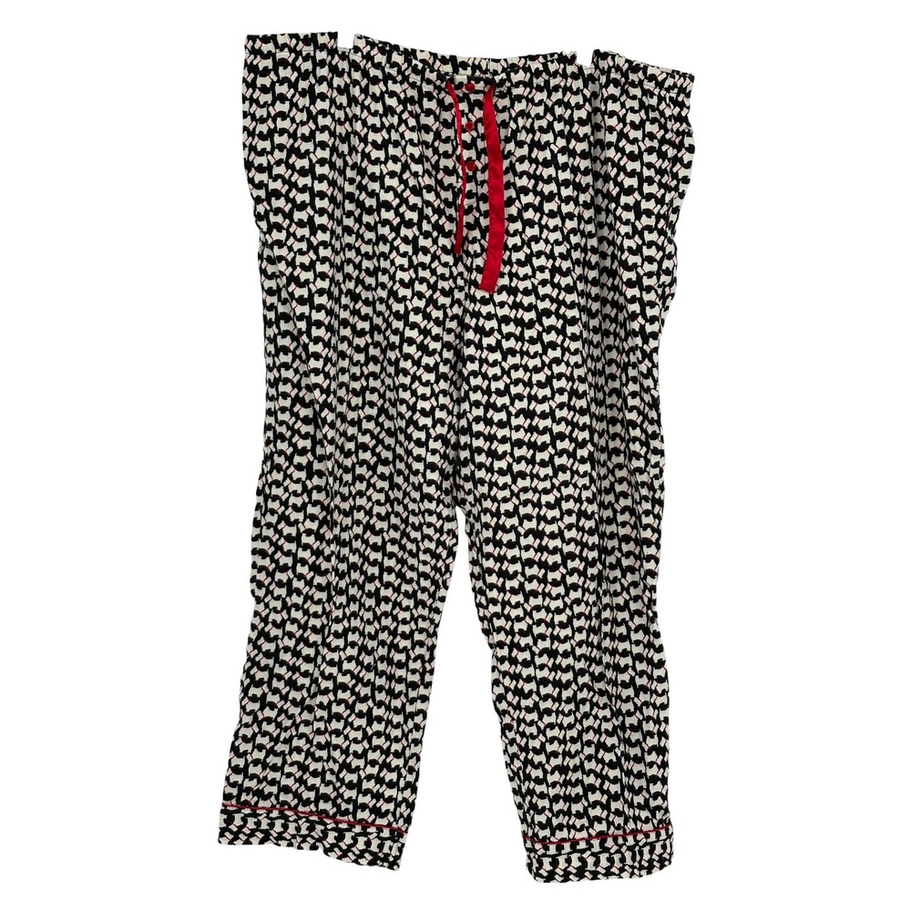 Adonna Pajama Pants Black White Scottie Dog Print 100% Cotton 2X
